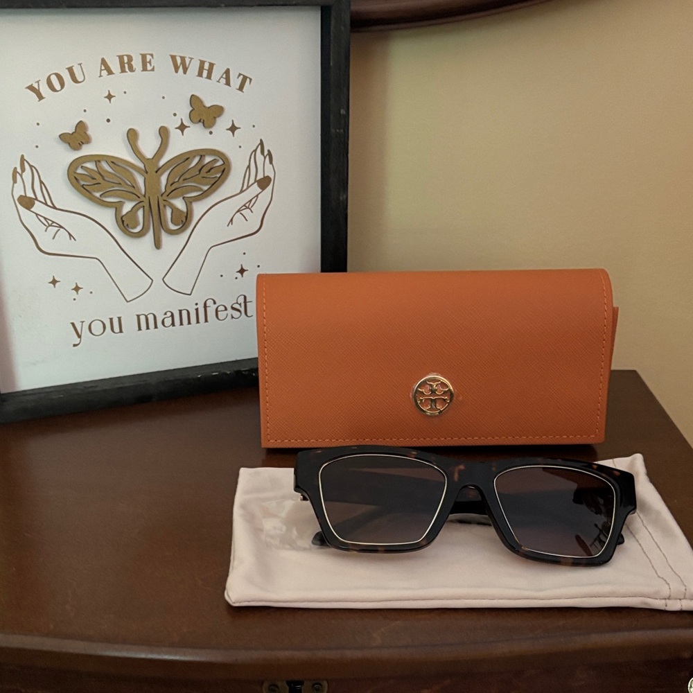 Tory Burch Black Sunglasses with Orange Case